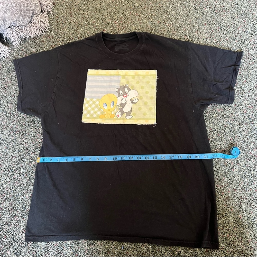 Depop Reworked Upcycled Black Tweety & Sylvester Vintage T-Shirt Unisex size XL - Picture 5 of 6